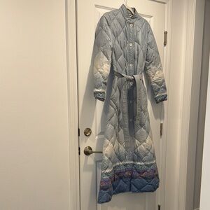 Vintage Eddie Bauer Down Quilted Long Coat with Belt